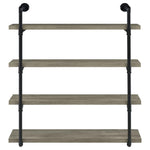 ZUN Black and Grey Driftwood 4-tier Wall Shelf B062P149095