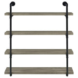 ZUN Black and Grey Driftwood 4-tier Wall Shelf B062P149095