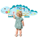 11-in-1 Dinosaur Activity Wall Busy Board Panels-- Wooden Sensory Toy-Blue 29392813