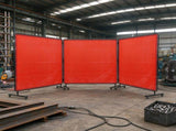 6x6 ft 3-Panel Welding Screen, Flame-Resistant Vinyl Welding Curtain with Frame & 12 Swivel Wheels 15587588