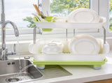Two-Tier Countertop Dish Drainer, Kitchen Plate Bowl Utensil Holder with Removable Water Tray, 39438606