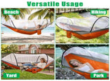 3-in-1 Camping Hammock with Automatic Pop-Up Mosquito Net, Lightweight 70D Nylon Portable Hammock 82727197