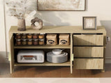 U-Style Modern Wave-Pattern Sideboard with 3 Drawers, Large Storage Buffet Cabinet with Hooks and N711P345172O