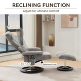 010-Ergonomic Recliner Chair with Ottoman, Modern 360&deg Swivel Lounge Chair with Footstool, Chenille W2636P262448