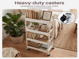 Utility Rolling Cart, 4Tier Slim Storage Design, Metal, Lockable Wheels, White 43694820