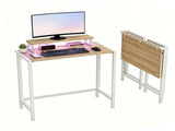 31.5" Computer Desk with Desktop Shelf and Lighting Foldable P2 Particleboard Iron Pipe with 78151630