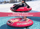600D Waterproof Oxford Cloth Snow Sled, Reinforced Handles Removable Tow Strap for Adults Kids-Pink 79569343