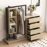 Wardrobe with 4 Drawers and 3 Shelves,Natural 92451045
