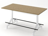 59"Bar Height Table with Footrest, Rectangular Wooden Tabletop Bar Table, Heavy Duty Metal Frame W757P506726