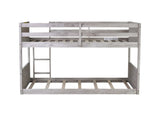 Twin over Twin Floor Bunk Bed Panelled Headboard and Footboard, Solid Rubber Wood Foundation W504P263832