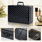 ZUN Portable Makeup Case with LED Mirror Travel Makeup Bag Cosmetic Organizer Box with Locks, Brush W1550P163305