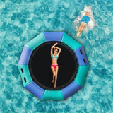 10 Feet Floating Water Trampoline - 330 lbs Capacity, Durable PVC/Oxford Cloth, with 500W Inflator & 93091200