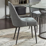 ZUN Set of 2 Fabric Upholstered Dining Chairs, Grey and Gunmetal B016P224727