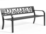 49in PVC Tulip Backrest Iron Bench Black 20295532