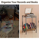 ZUN Electric stand with vinyl storage rack, 3-layer coffee table vinyl record display 28473775