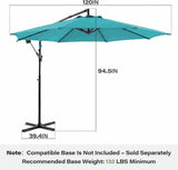 10ft Umbrella Hanging Offset Market Outdoor Sun Shade For Deck Poolside Easy Tilt Cross Base 70315127