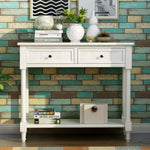 ZUN Series Console Table Traditional Design with Two Drawers and Bottom Shelf 26897015