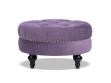 Dawn Tufted Round Ottoman Nailhead Accents, Purple Velvet B2719P238412