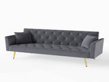 Modern convertible 72 inch foldable sleeper sofa with tufted, American retro style, made of gray W2353P399461