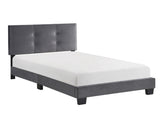 1pc Twin Platform Bed Dark Gray Velvet Upholstered Adjustable Height Headboard Button Tufted Solid B011P203576