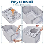 ZUN Large Enclosed Cat Litter Box with Lid Cover, Detachable Cat Toilet with Litter Scoop & Slide Out 04861288