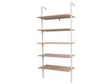5-Shelf Wood Ladder Bookcase with Metal Frame, Industrial 5-Tier Modern Ladder Shelf Wood 89161253