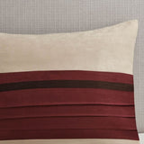 7 PC Pieced Faux Suede Comforter Set Red Cal King B03596841