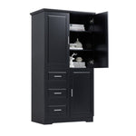 ZUN Tall and Wide Storage Cabinet with Doors for Bathroom/Office, Three Drawers, Black WF299285AAB