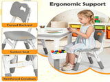 Height Adjustable Kids Desk and 4 Chairs Set, Graffiti Wipeable Tabletop Toddler Activity Table with 18041979
