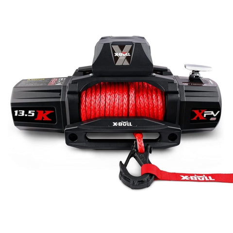 ZUN X-BULL Electric Winch XPV 13500 LBS 12V Synthetic Red Rope New Arrival Jeep Towing Truck 4WD W121860285