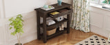 ZUN TREXM Retro Console Table with Drawer and Two Sturdy Shelves for Entryway, Living Room N715P195561P