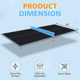 8ft Black Mid-Size Ping Pong Conversion Top Foldable & Portable Table Tennis Table Top for Indoor 24561419