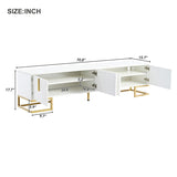ON-TREND Modern TV Stand Metal Legs and Gold Handles for TVs Up to 80'', Media Console Table WF325614AAK