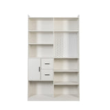 Bookshelf and Bookcase with Pegboard and Drawer, 9 Cubby Display Book Shelves, Modern Wide Wood W331P295438