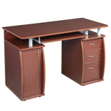 115* 55*74cm 15mm MDF Portable 1pc Door with 3pcs Drawers Computer Desk Coffee Color 10786365