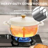 Cast iron 5QT cooking pot - ceramic white - comes with two silicone gloves - Enamel pot 06079080