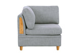 Living Room Furniture Corner Wedge Light Grey Dorris Fabric 1pc Cushion Wedge Sofa Wooden Legs B01147397