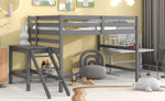 ZUN Full Loft Bed with Platform,ladder,Grey 72919783