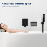 Male NPT Waterfall Shower head with Handheld, Matte Black Bathtub Shower Faucet with High Flow Wall 02156252