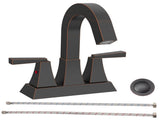Bathroom Sink Faucet Oil Rubbed Bronze 2-Handle 4 Inch Center-Set Bathroom Sink Faucet, Sink Drain T3177P277480