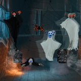 Outdoor Halloween Decorations 8-Piece Set, Hanging Ghosts Decor and Cobweb and Gravestone with 80897903