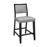 ZUN Black Finish Counter Height Chairs 2pc Set Gray Fabric Upholstered Seat and Back Casual Dining B011P246321