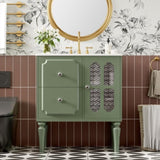 Retro Style 30'' Bathroom Vanity with Ceramic Sink Combo, Freestanding Single Vanity with 2 Drawers, N710P195635F