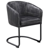 ZUN Anthracite and Matte Black Barrel Dining Chair B062P145579