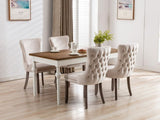 Furniture,Upholstered Wing-Back Dining Chair with Backstitching Nailhead Trim and Solid Wood 84887782