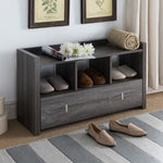 ZUN Shoe Entry Bench with Three Shelves, One Drawer with Divided Compartment- Distressed Grey B107130834