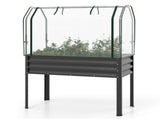 3-in-1 Metal Raised Garden Bed with Mini Greenhouse Cover, Elevated Planter Box - Black 46584296