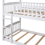 ZUN Twin Over Twin Bunk Bed with Slide, House Bed with Slide, White 11173841