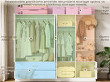 Wardrobe with 5 Doors 2 Drawers 2 Open Shelves Particleboard Unit with 1 Mirrored Door and 4 Hooks 32021789