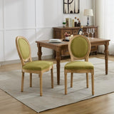 A&A Furniture,French Style Solid Wood Frame Antique Painting Linen Fabric Back Dining Chair,Set of W1143P323333